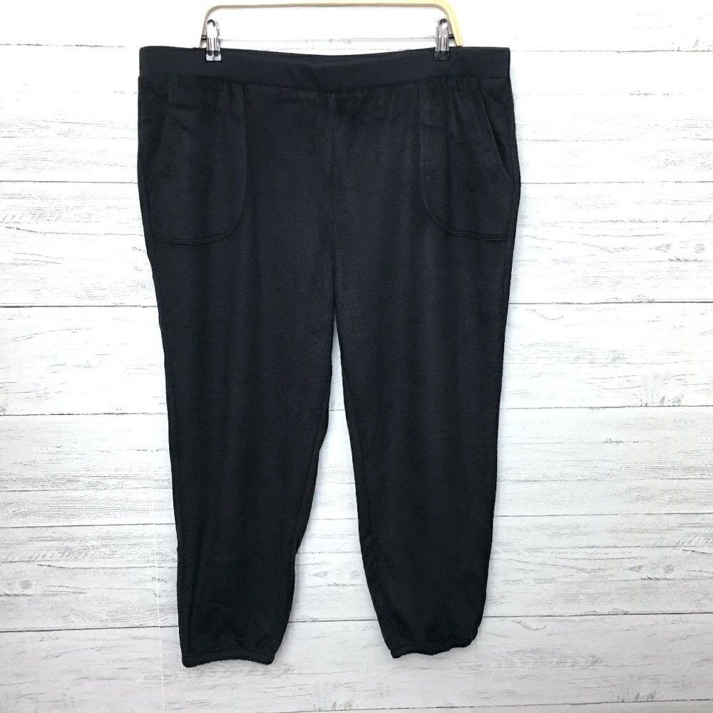 NEW AnyBody Women's Black Cozy Fur Fleece Lounge Pants XL petites length 26"